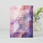 Lila, Lavendel und Rose Gold Ink Hochzeit Einladung (Stehend Vorderseite)