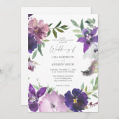 Lila Lavendel- und Violettblütenaufenthalt Einladung (Vorne/Hinten)
