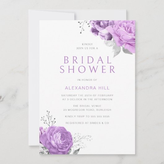 Lila Lavendel Violet Brautparty Einladung (Vorderseite)