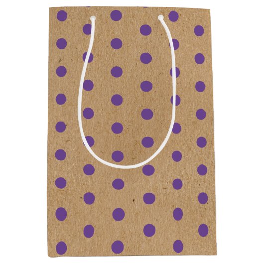 Lila Lavendel Violet Dots Imitate Rustikale Kraft Mittlere Geschenktüte (Vorderseite)