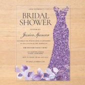 Lila Lavendel Violet Dress Brautparty Acryleinladungen (Vorderseite)