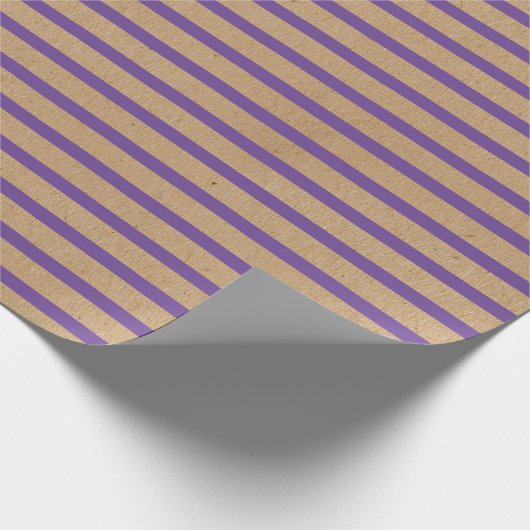 Lila Lavendel Violet Lines Imitate Rustikale Kraft Geschenkpapier (Ecke)