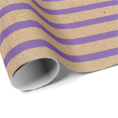 Lila Lavendel Violet Lines Imitate Rustikale Kraft Geschenkpapier (Rolleneckpunkt)