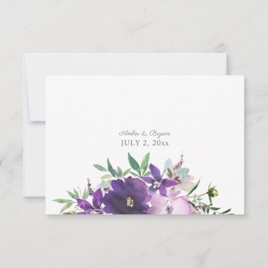 Lila Lavendel & Violettflora RSVP-Karte RSVP Karte (Rückseite)