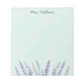 Lila Lavendel-Wasserfarben-Blumenmuster Notizblock (Vorderseite)