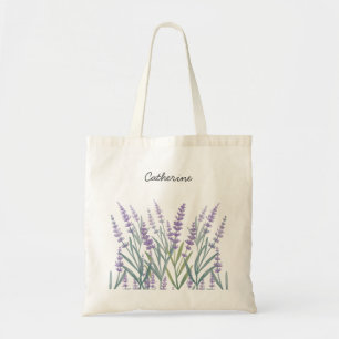 Lila Lavendel-Wasserfarben-Blumenmuster Tragetasche