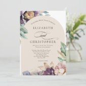 Lila Lavendel Wasserfarbener Flora Hochzeitsfeier Einladung (Stehend Vorderseite)