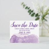 Lila Lavendel-Wasserfarbenhochzeit Das Datum speic Postkarte (Stehend Vorderseite)