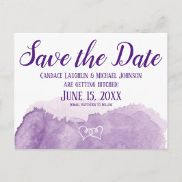 Lila Lavendel-Wasserfarbenhochzeit Das Datum speic Postkarte