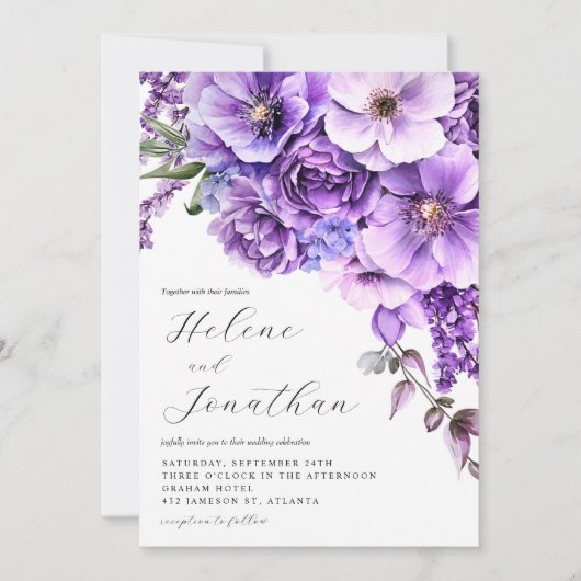 Lila Lavendel Watercolor Garden Einladung (Vorderseite)