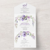 Lila Lavendel & Weiße Anemone | All In One Einladung (Innen Boden)