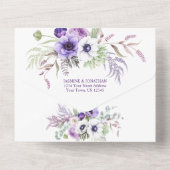 Lila Lavendel & Weiße Anemone | All In One Einladung (Rückseite)