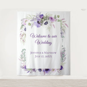 Lila Lavendel & Weiße Anemone Tapestr Wandteppich