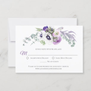 Lila Lavendel Weiße Blume RSVP Karte