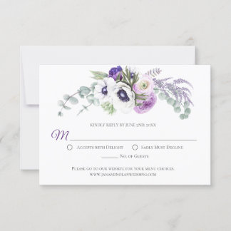 Lila Lavendel Weiße Blume | RSVP Karte