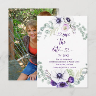 Lila Lavendel Weiße Foto Save the Date