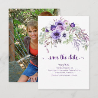 Lila Lavendel Weiße Foto Save the Date