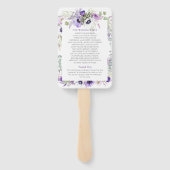 Lila, Lavendel, Weiße Wasserfarbenblütenhochzeit Fächer (Rückseite)