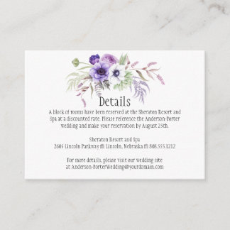 Lila Lavendel, weißes Blumenmotiv, Detail Umschlie Begleitkarte
