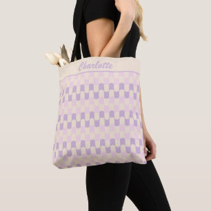 Lila Lavendel Wellenförmig Retro Groovy Personalis Tasche