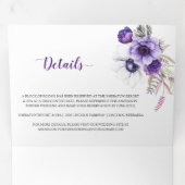 Lila Lavendel White Watercolor Blume Hochzeit Dreifach Gefaltete Einladung (Innen Erste Seite)