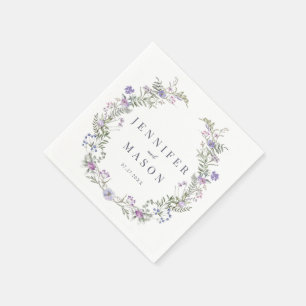 Lila Lavendel Wildblume Hochzeit Papier Napkins Serviette
