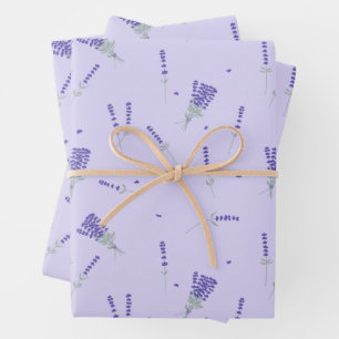 Lila Lavendel Wildblumen Floral Botanisch Geschenkpapier Set
