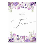 Lila Lavendel Zwei Tischnummern (Vorderseite)