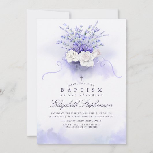 Lila Lavendelbläschen Einladung (Vorderseite)