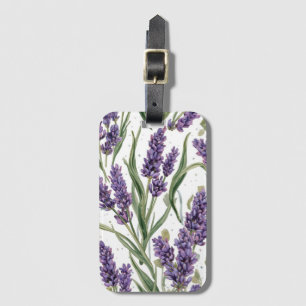 Lila Lavendelblüten Aquarell Botanik Gepäckanhänger