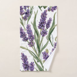 Lila Lavendelblüten Aquarell Botanik Handtuch