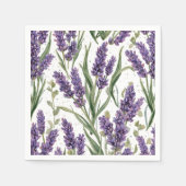 Lila Lavendelblüten Aquarell Botanisch Serviette (Vorderseite)