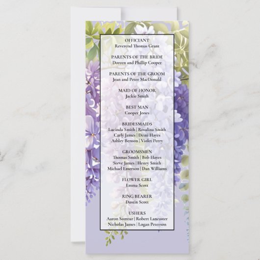 Lila Lavendelblütenhochzeit (Rückseite)