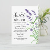 Lila Lavendelblütensüß 16 16 16 Einladung (Stehend Vorderseite)