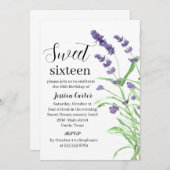 Lila Lavendelblütensüß 16 16 16 Einladung (Vorne/Hinten)