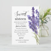 Lila Lavendelblütensüß 16 16 16 Einladung (Stehend Vorderseite)