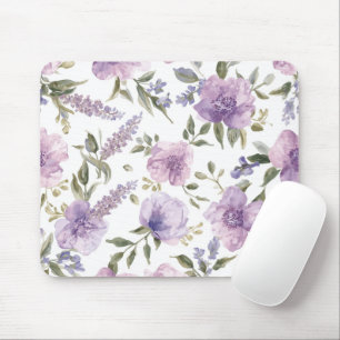 Lila-lavendelblütiges Wasserfarben-Botanik Mousepad