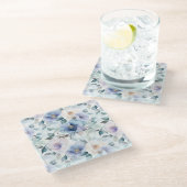 Lila Lavendelcreme-Blume Glasuntersetzer (Schrägansicht)