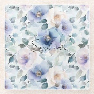 Lila Lavendelcreme-Blume Glasuntersetzer