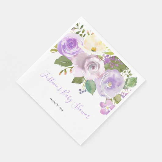 Lila Lavendelfeder-Blütendusche Serviette (Ecke)