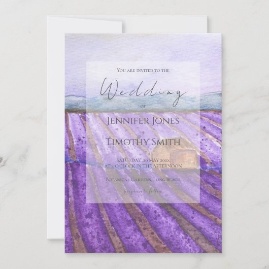 lila Lavendelfeld Einladung (Vorderseite)