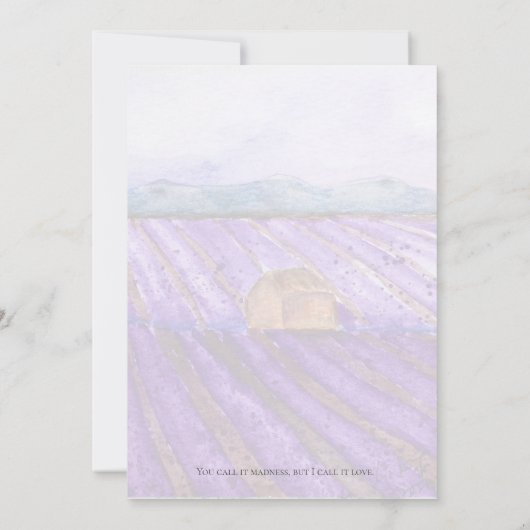 lila Lavendelfeld Einladung (Rückseite)