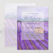 lila Lavendelfeld Einladung (Vorne/Hinten)