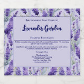 Lila Lavendelgarten Wasserdichte Badesalzen Schaumweinetikett (Einzelnes Label)