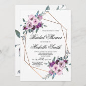 Lila Lavendelgeometrisches Brautparty Einladung (Vorne/Hinten)