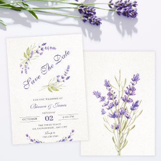 Lila Lavendelhochzeit Save The Date