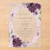 Lila- & Lavendelring-Hochzeit V2 Acryleinladungen (Vorderseite)
