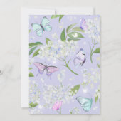 Lila Lavendelschmetterling Blumengeburt Einladung (Rückseite)