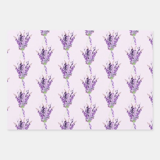 Lila Lavendelsteme Geschenkpapier Set (Vorderseite)