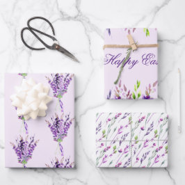 Lila Lavendelsteme Geschenkpapier Set